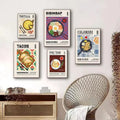 Global Cuisine Canvas Painting – Delicious Food Wall Art Poster – Ravioli, Ramen, Coffee & Pizza Prints for Modern Kitch