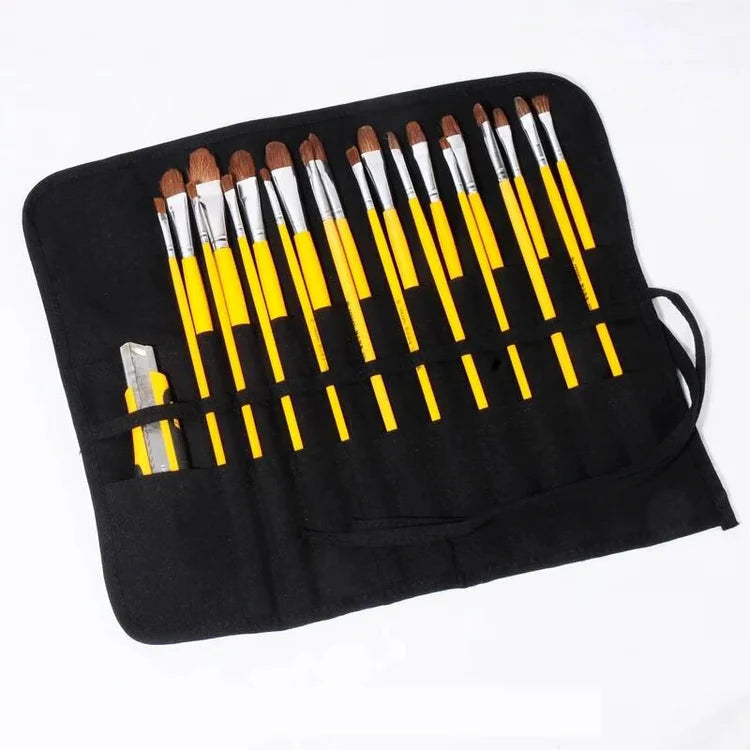 Calligraphy Brushes Storage Bag, Painting Brushes Canvas Storage Bag, Roll up Pen Bag, Watercolour and Gouache Brushes