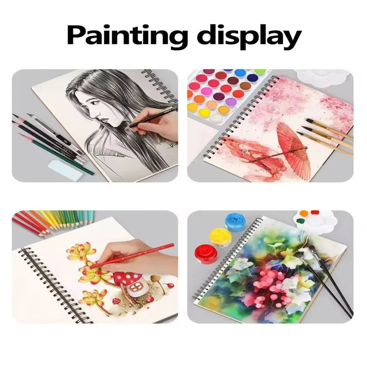 30-Sheet spiral bound sketchbook Acid-Free Thick Drawing Paper Pad (A4, A5, A6; 8K/16K Options) for Sketching and Oil Pa