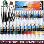 Marie's 19 Piece Oil Paint Set with 12 Colors Pigments and 7 Brushes Artist Painting Kit